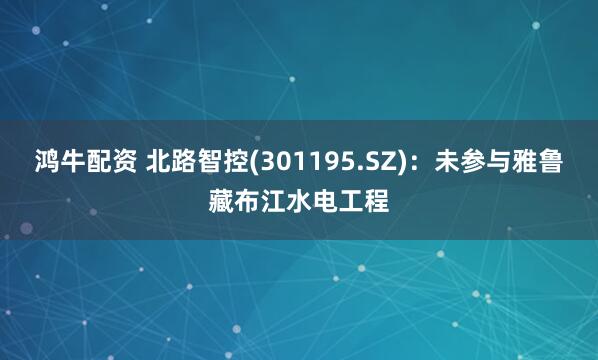 鸿牛配资 北路智控(301195.SZ)：未参与雅鲁藏布江水电工程