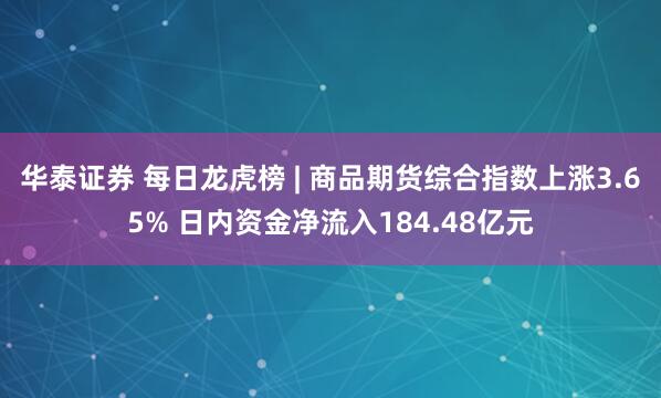 华泰证券 每日龙虎榜 | 商品期货综合指数上涨3.65% 日内资金净流入184.48亿元